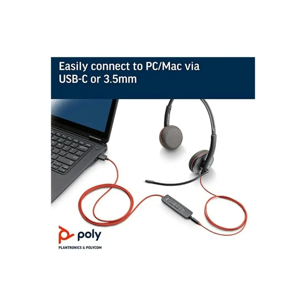 Poly Blackwire C3225 USB-C Lightweight Headset