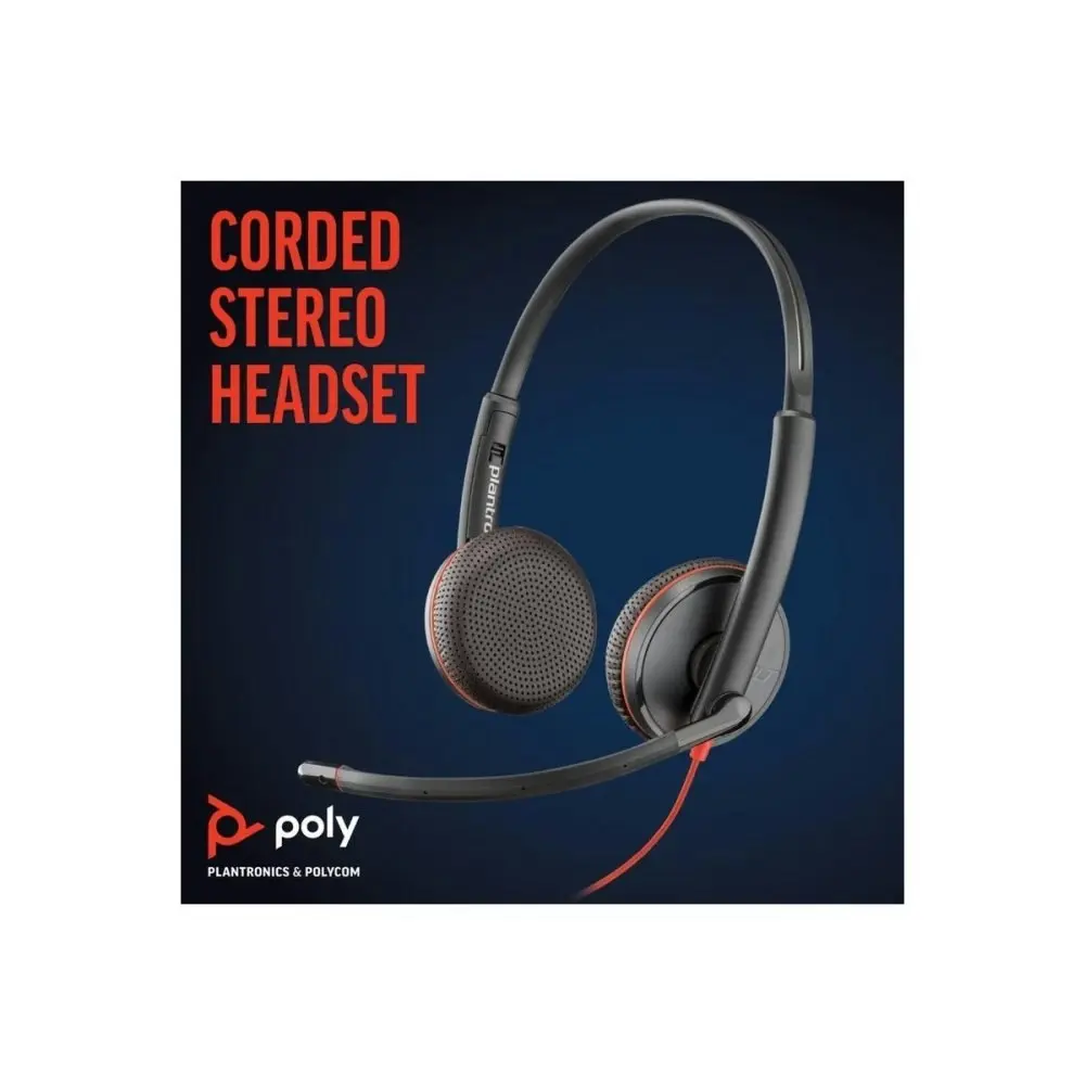 Poly Blackwire C3225 UC Headset Stereo USB-A & 3.5MM Corded Headset