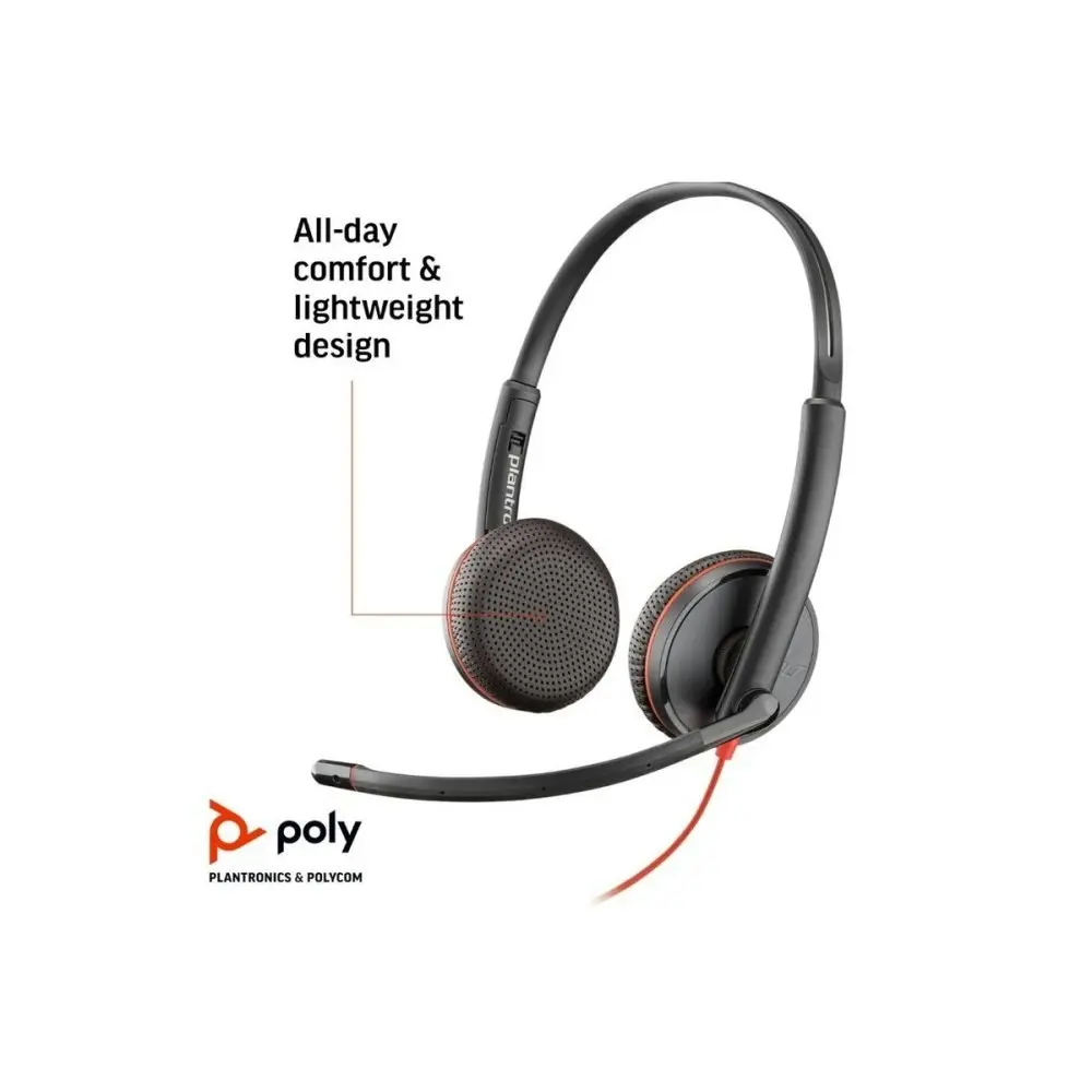 Poly Blackwire C3225 UC Headset Stereo USB-A & 3.5MM Corded Headset