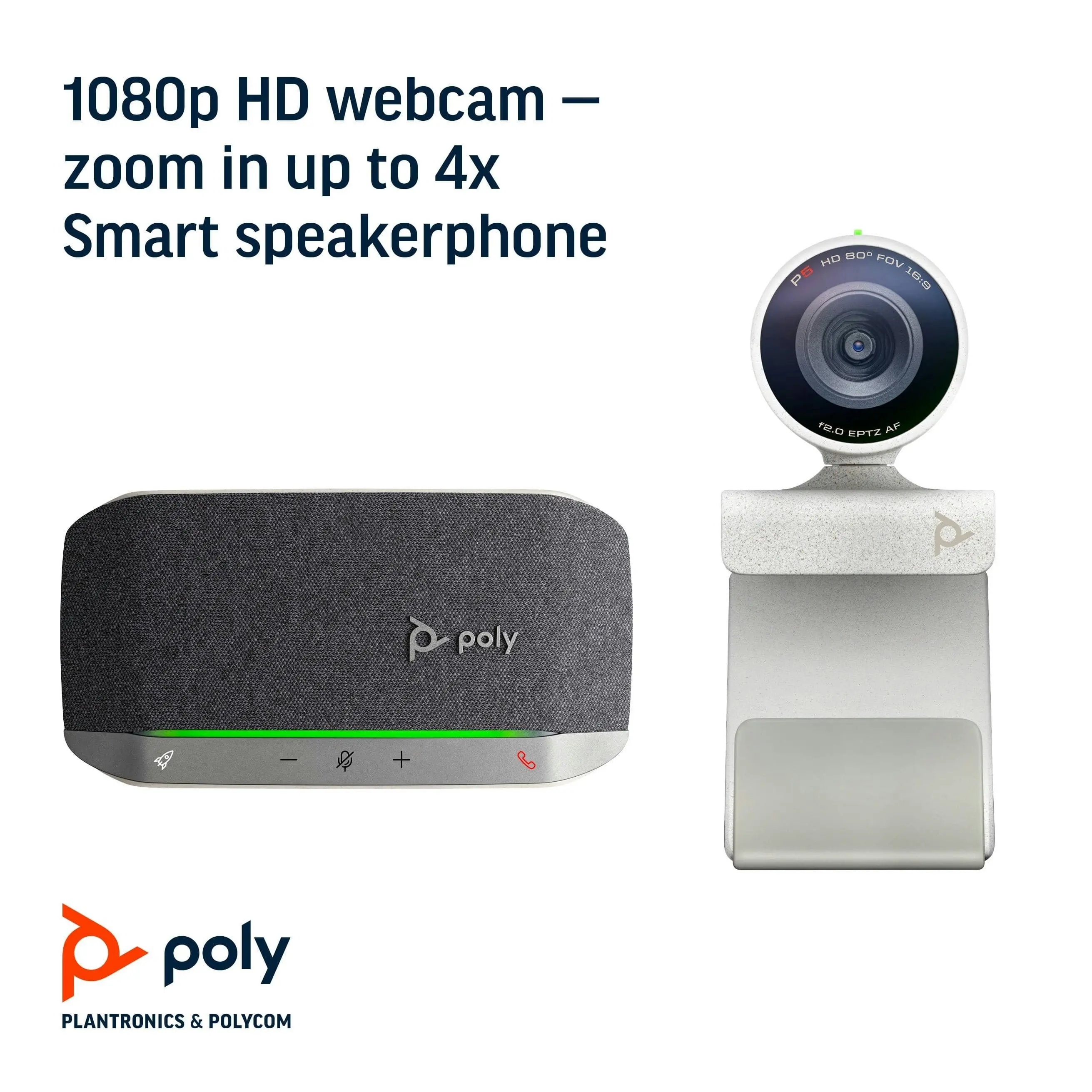 Poly Studio P5 Webcam Kit with Sync 20+ MS Teams USB-A BT600 Adapter Smart Speakerphone Bundle