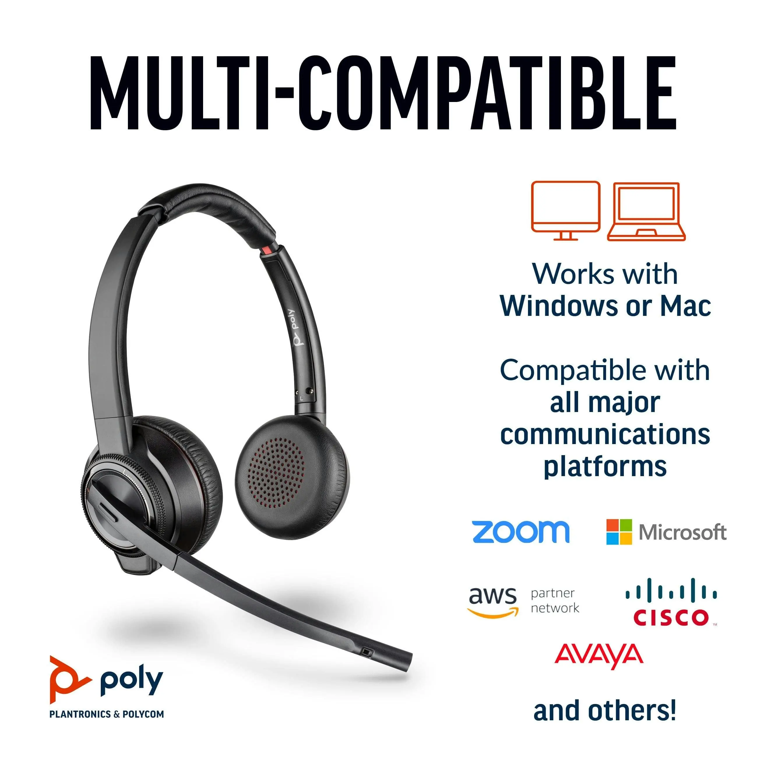 Poly Savi 8220 UC USB-A Headset for PC / notebook - Black