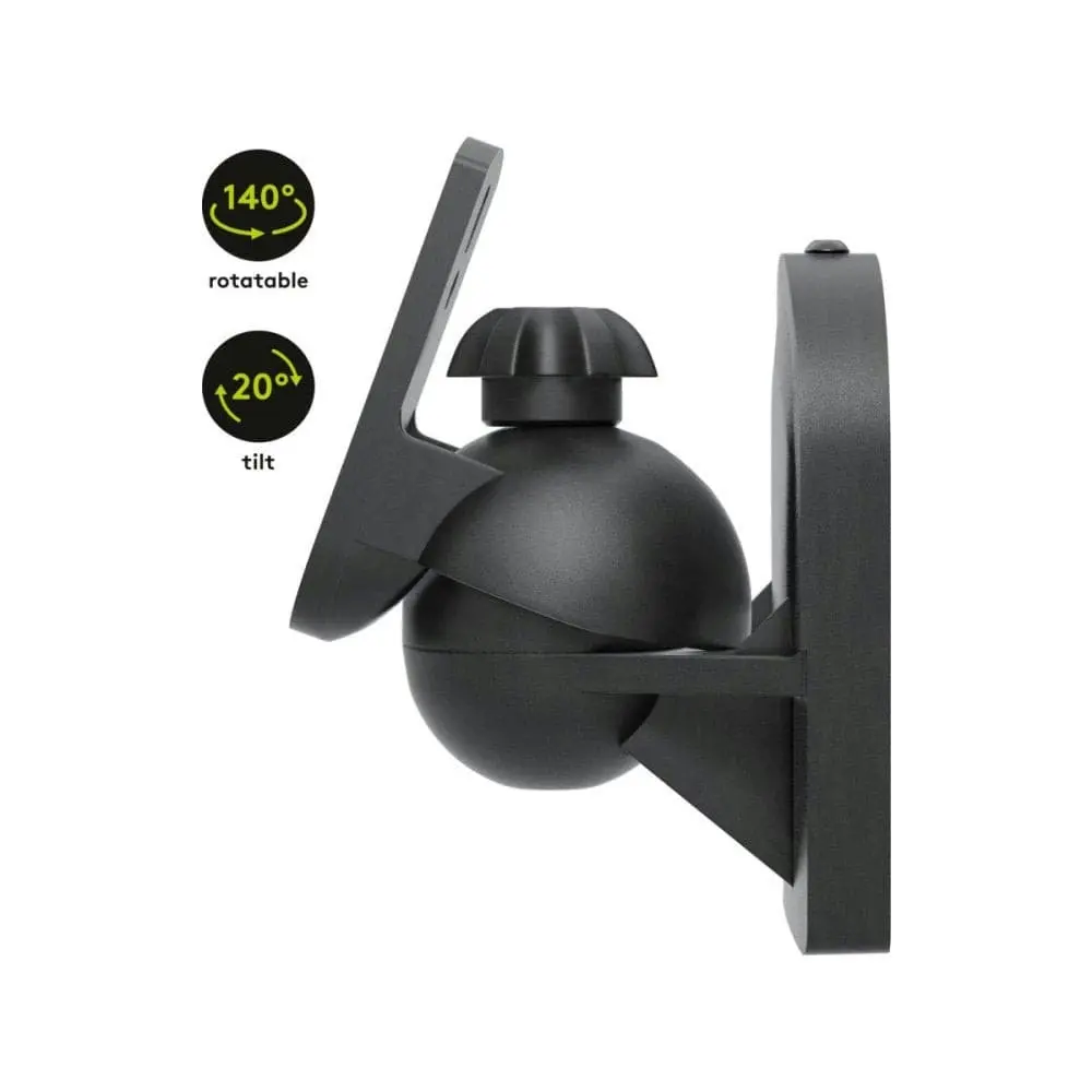 Goobay Speaker Wall Mount Bracket Universal Swivel & Tilt Black for up to 3.5kg Enclosures