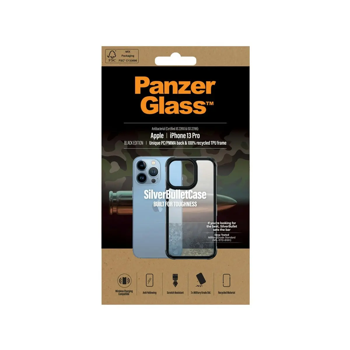 PanzerGlass SilverBullet ClearCase for iPhone 13 Pro - Black AB