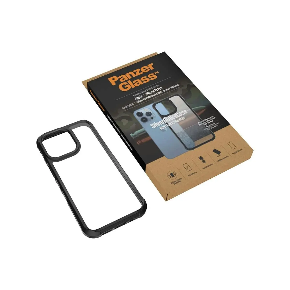 PanzerGlass SilverBullet ClearCase for iPhone 13 Pro - Black AB