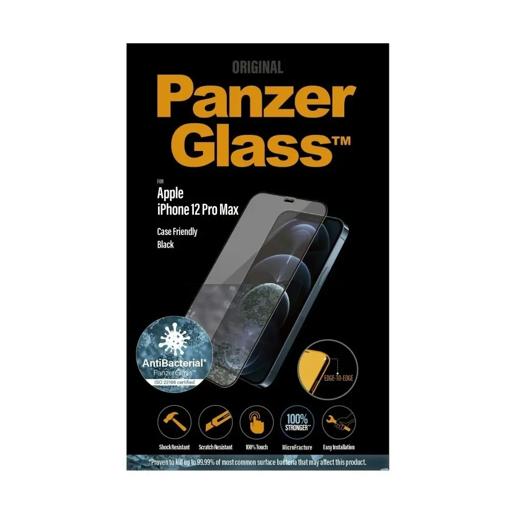 PanzerGlass Edge to Edge Screen Protector for iPhone 12 Pro Max - Black