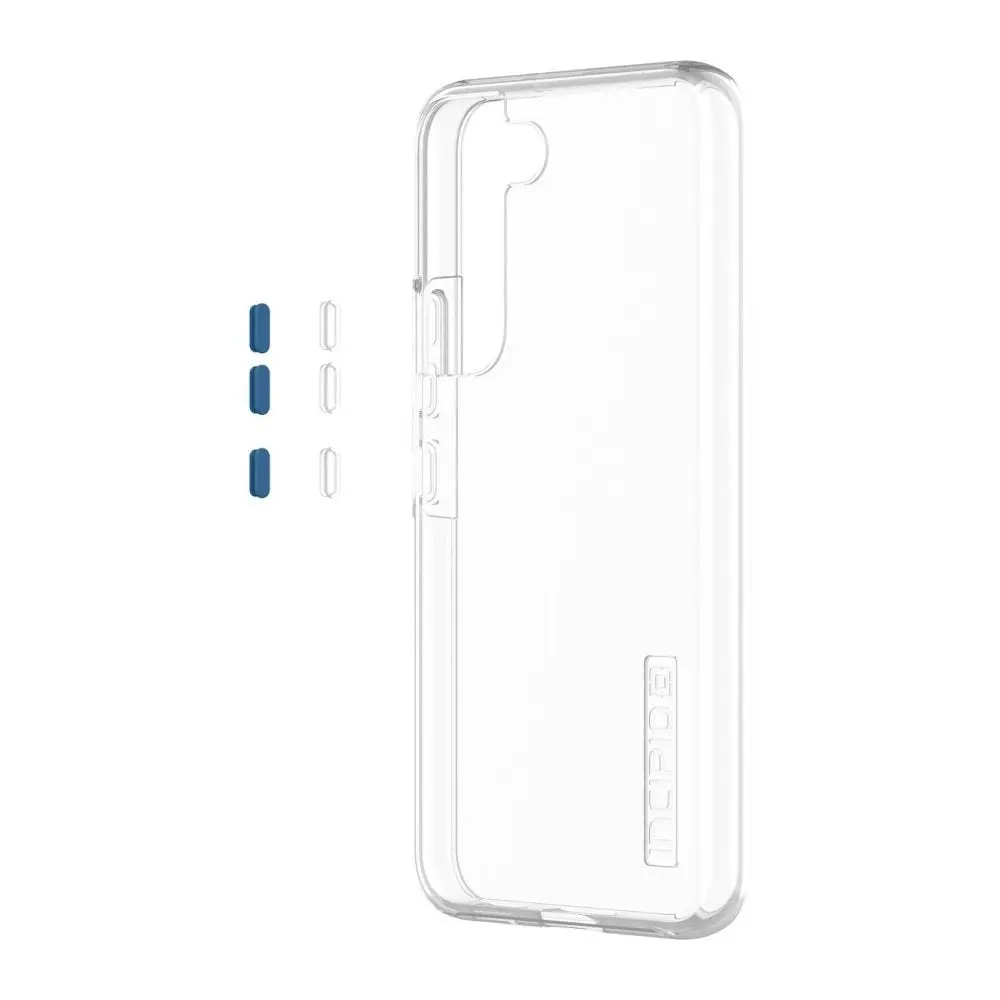 Incipio DualPro Classic+ for Samsung Galaxy S22 - Clear with Clear & Alantic Blue Buttons