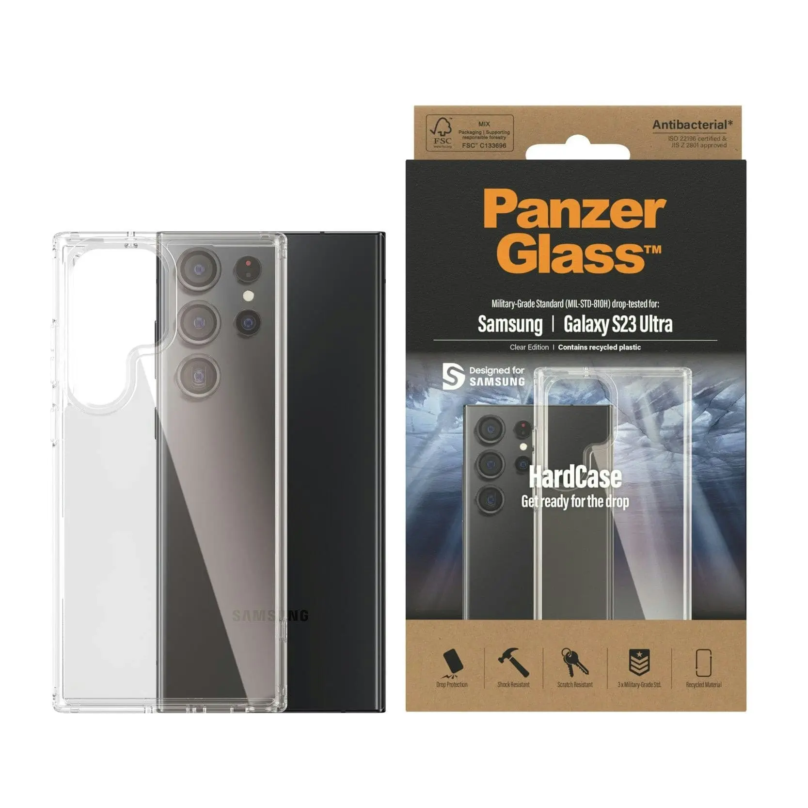 PanzerGlass(TM) HardCase Phone Case for Samsung Galaxy S23 Ultra | Transparent