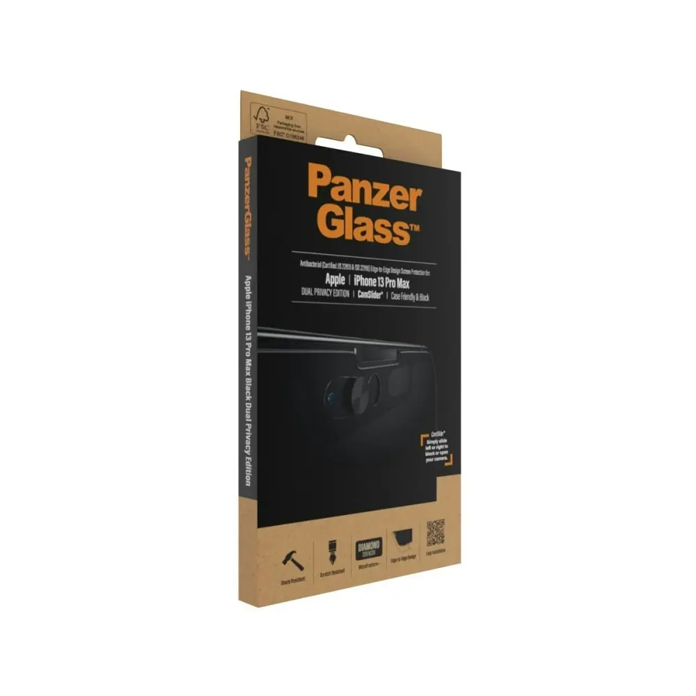 PanzerGlass Privacy CamSlider CF Black Phone Screen Protector for iPhone 13 Pro Max - Clear