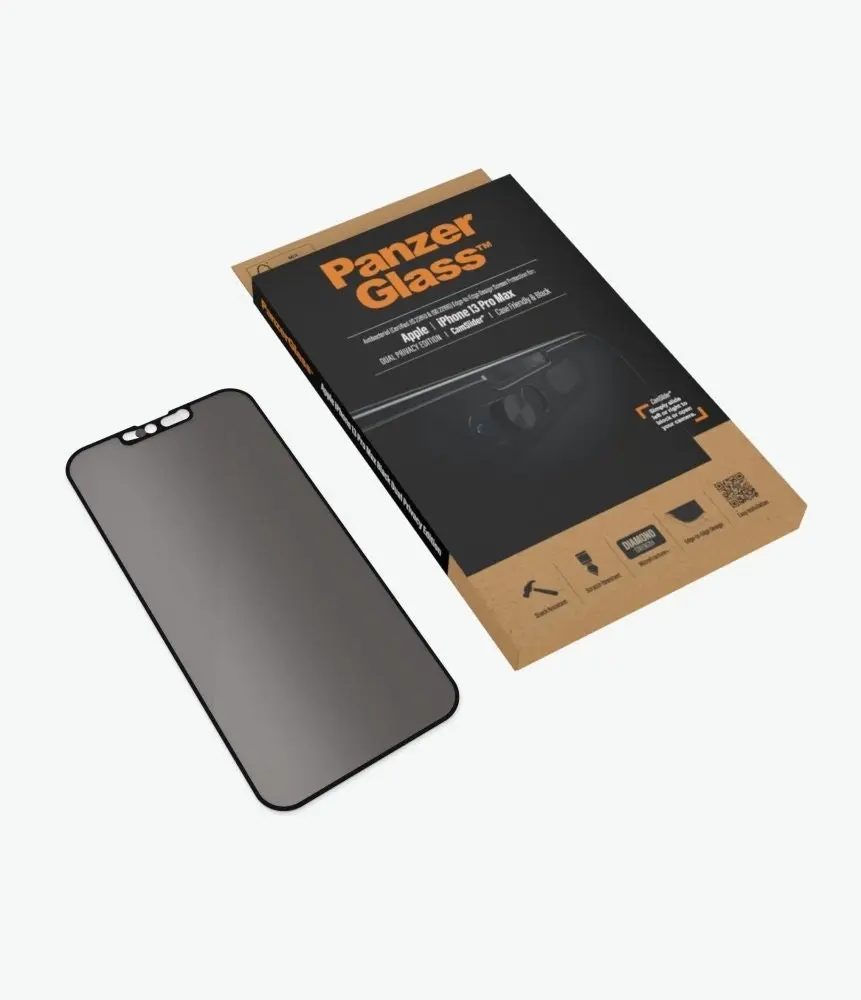 PanzerGlass Privacy CamSlider CF Black Phone Screen Protector for iPhone 13 Pro Max - Clear