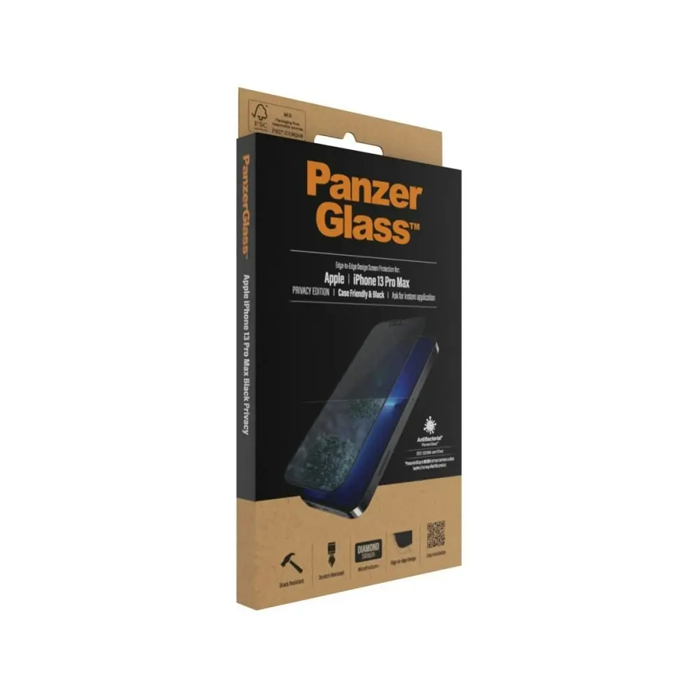 PanzerGlass Case Friendly Privacy Phone Screen Protector for iPhone 13 Pro Max - Black