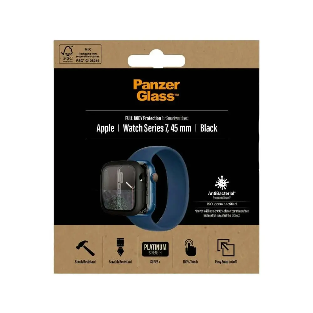 PanzerGlass Full Body Screen Protector for Apple Watch 7/8/9 (45mm) - Black