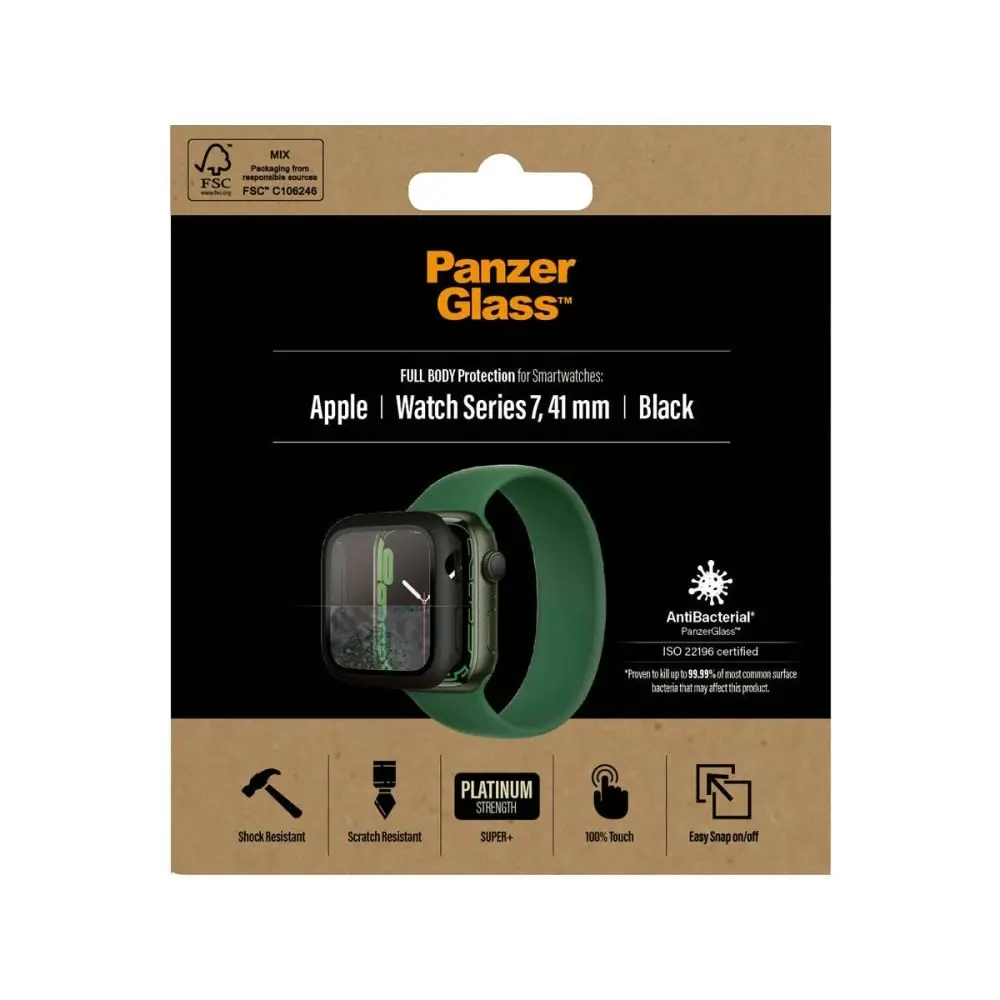 PanzerGlass Full Body Screen Protector for Apple Watch 7/8/9 (41mm) - Black