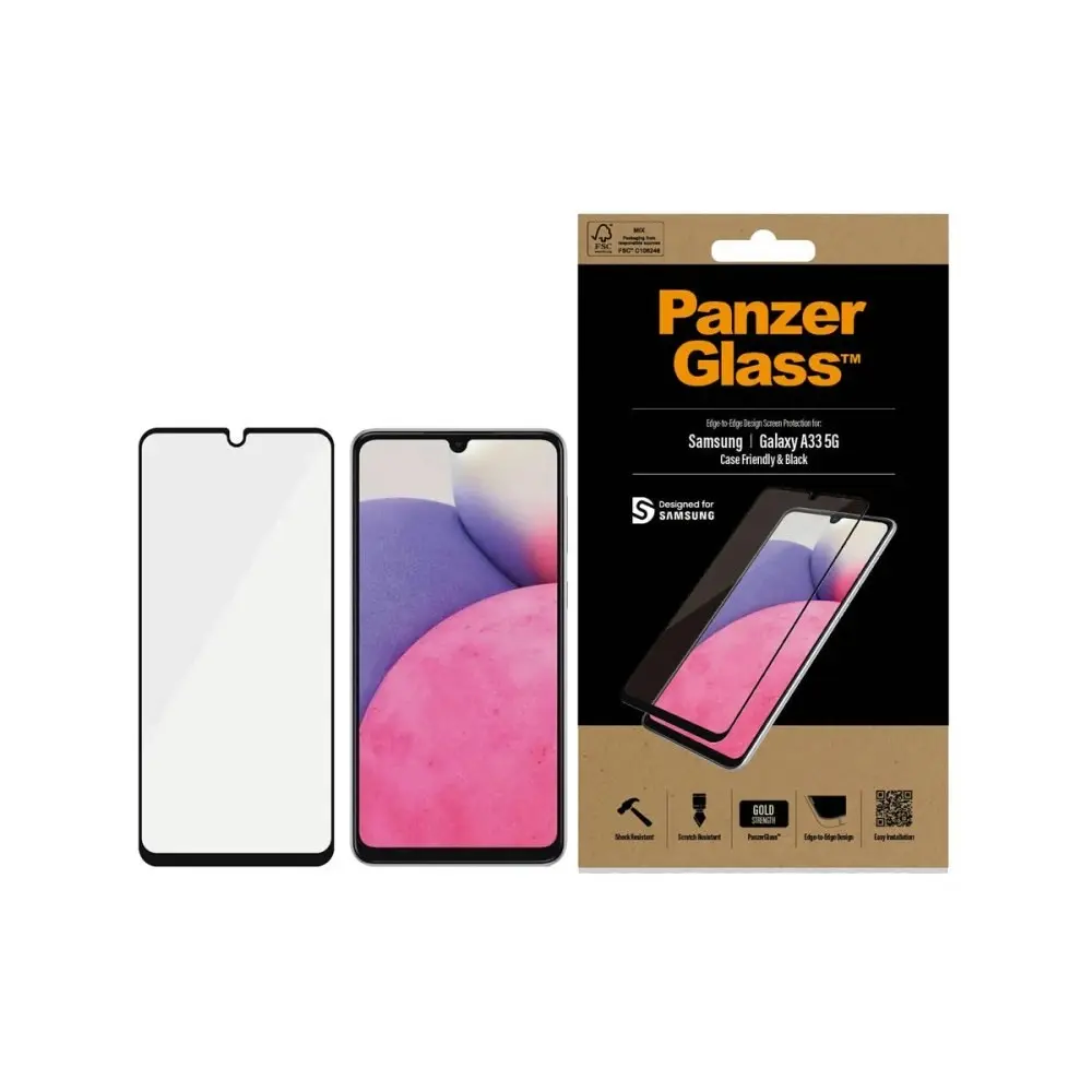 PanzerGlass Edge to Edge Screen Protector for Samsung A33 5G - Black