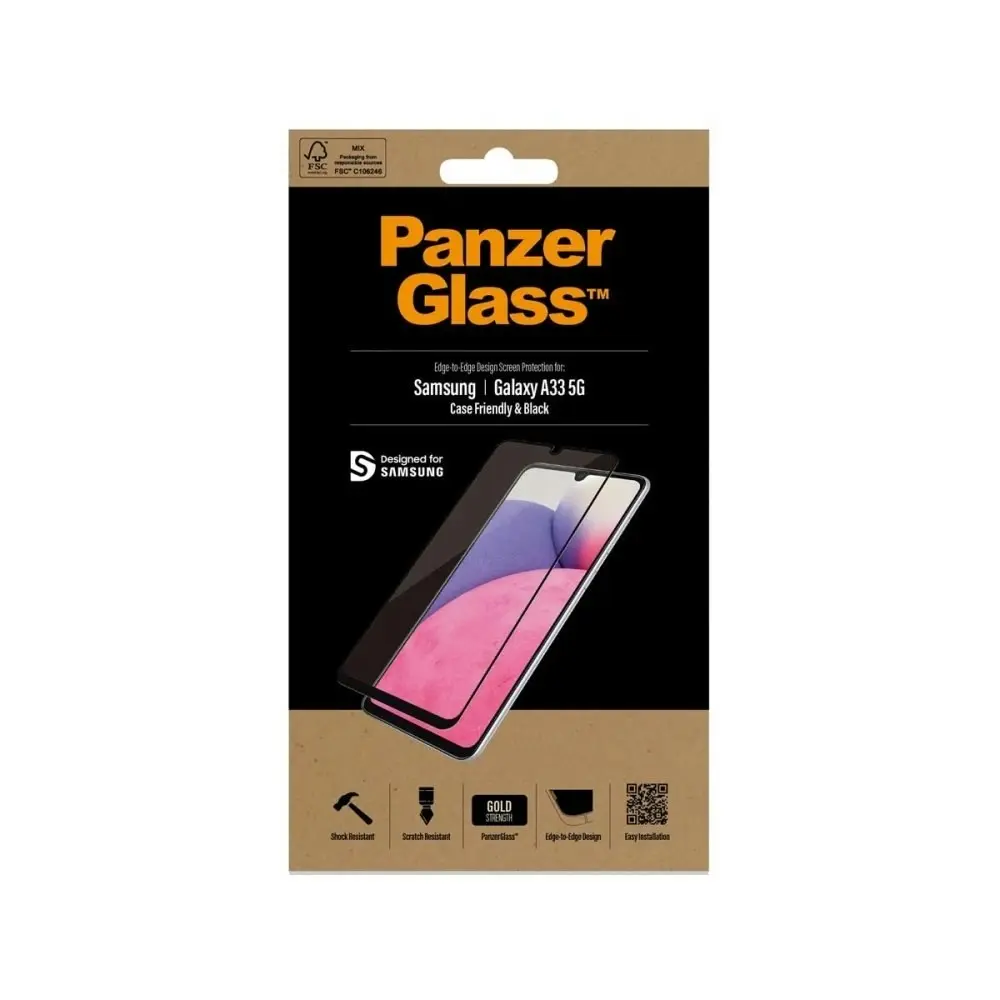 PanzerGlass Edge to Edge Screen Protector for Samsung A33 5G - Black