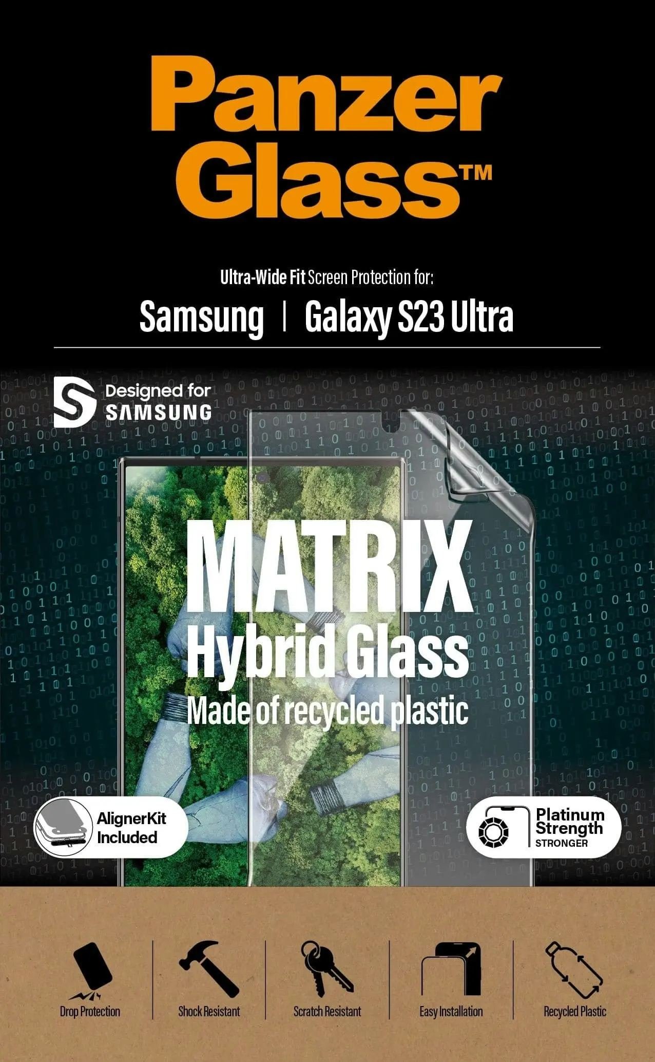 PanzerGlass Matrix Hybrid Glass with Aligner Screen Protector for Samsung GS23 Ultra