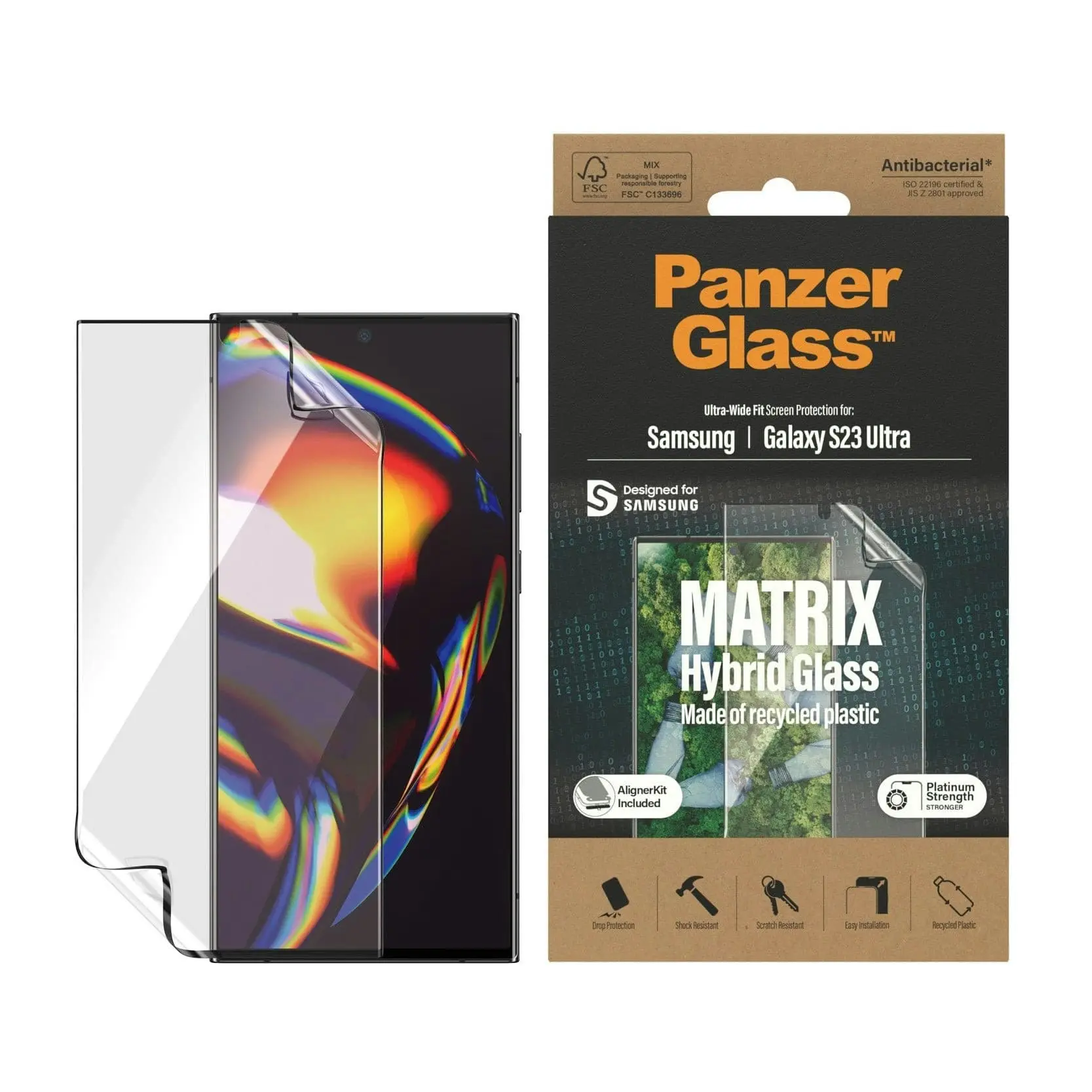 PanzerGlass Matrix Hybrid Glass with Aligner Screen Protector for Samsung GS23 Ultra