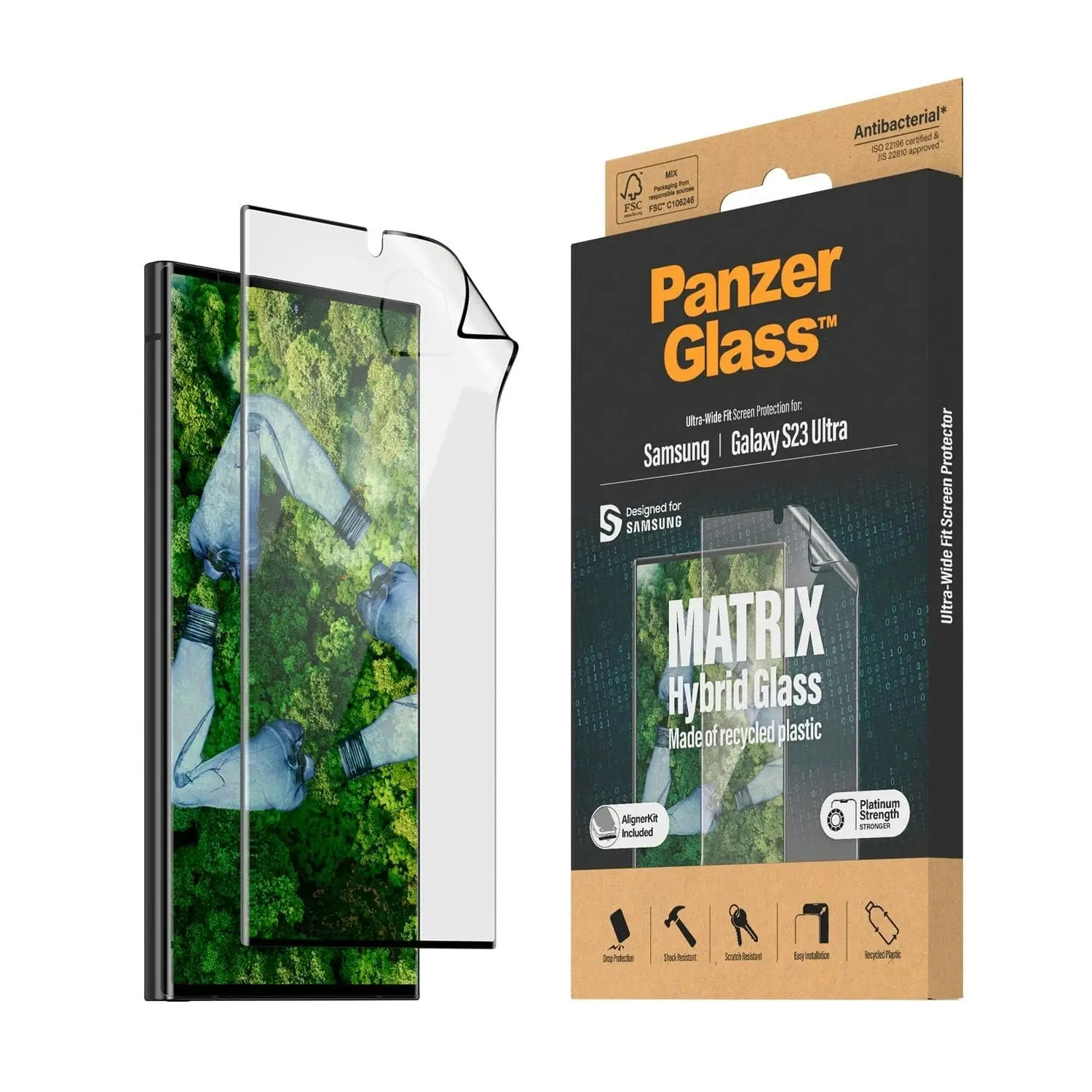 PanzerGlass Matrix Hybrid Glass with Aligner Screen Protector for Samsung GS23 Ultra