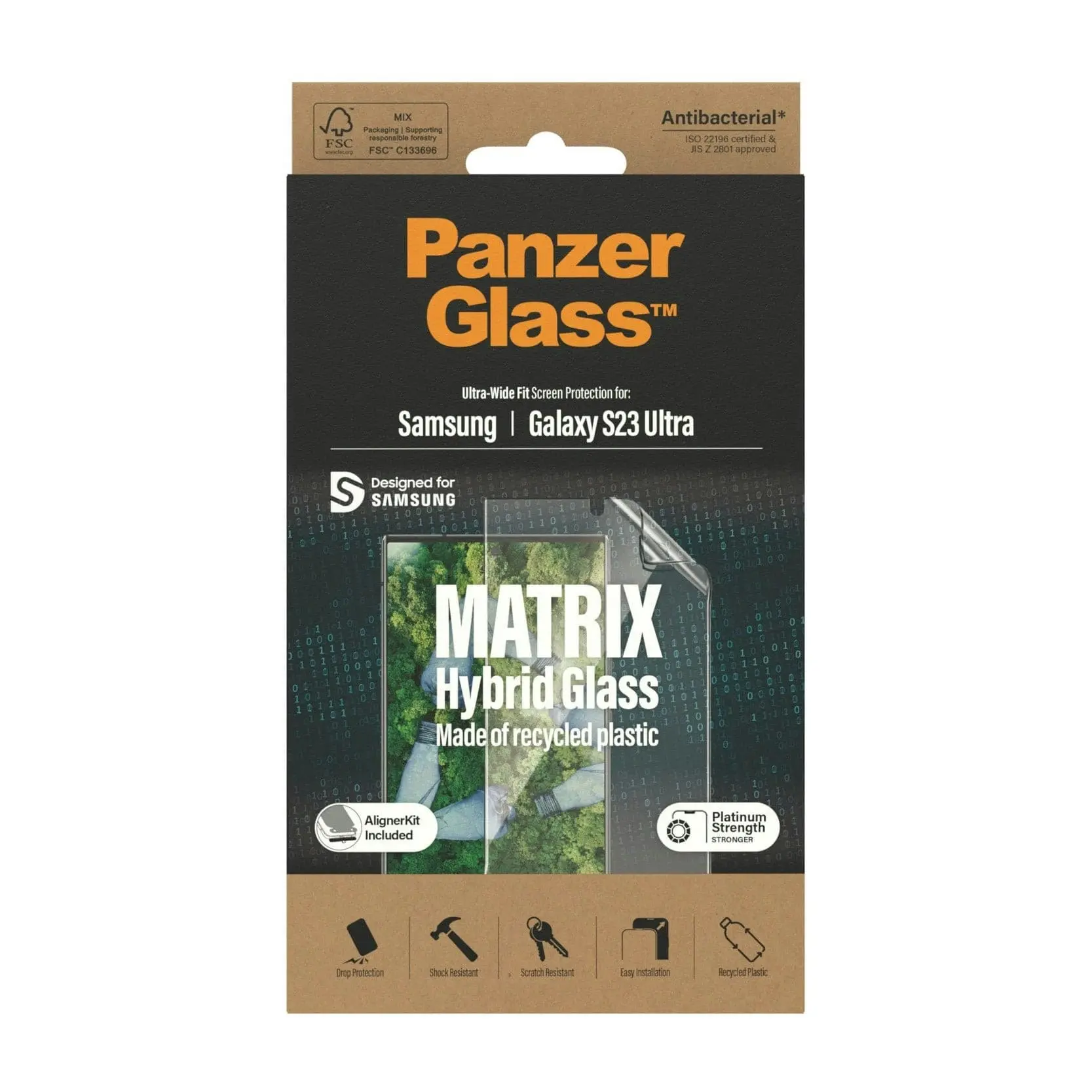 PanzerGlass Matrix Hybrid Glass with Aligner Screen Protector for Samsung GS23 Ultra