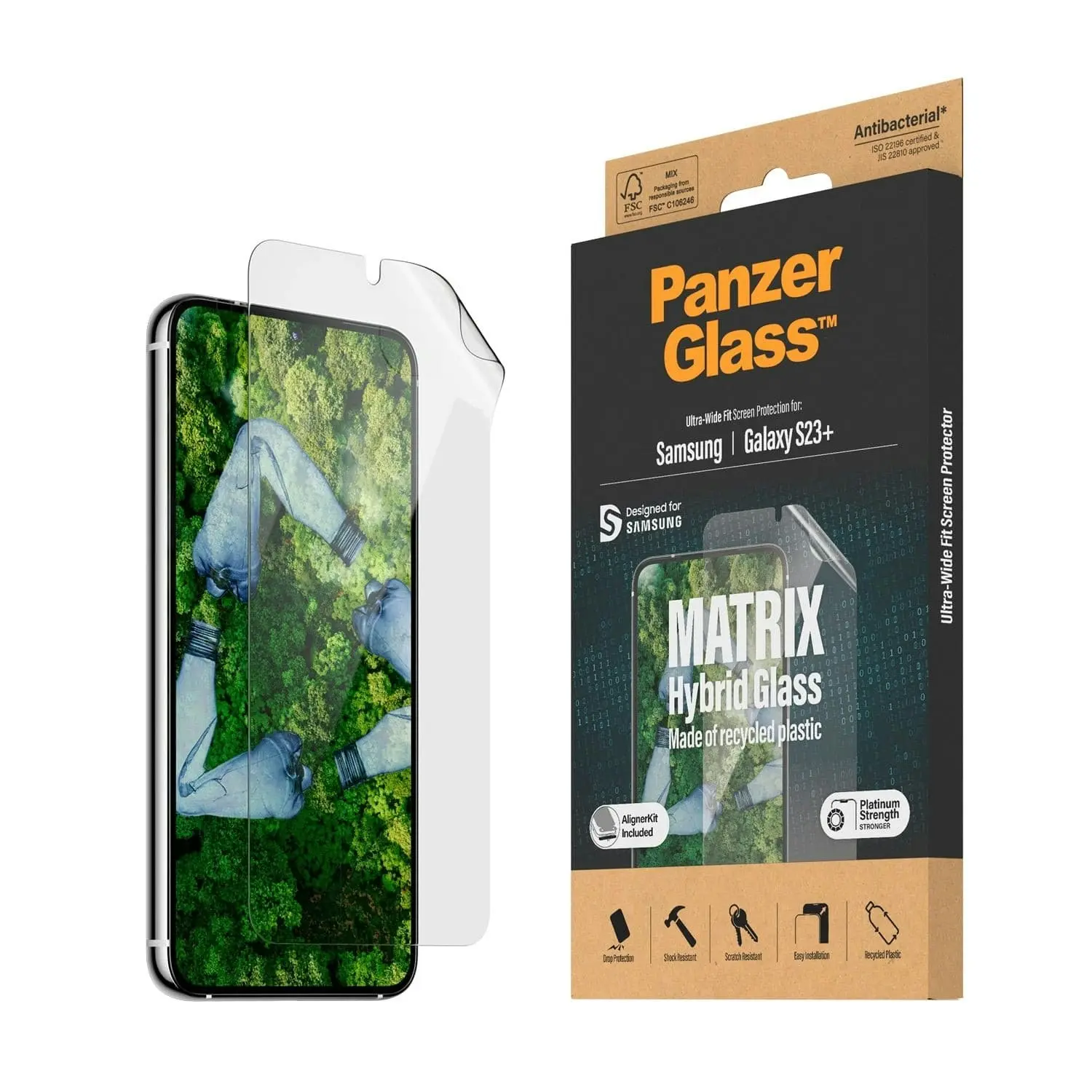 PanzerGlass Matrix Hybrid Glass with Aligner Screen Protector for Samsung GS23+