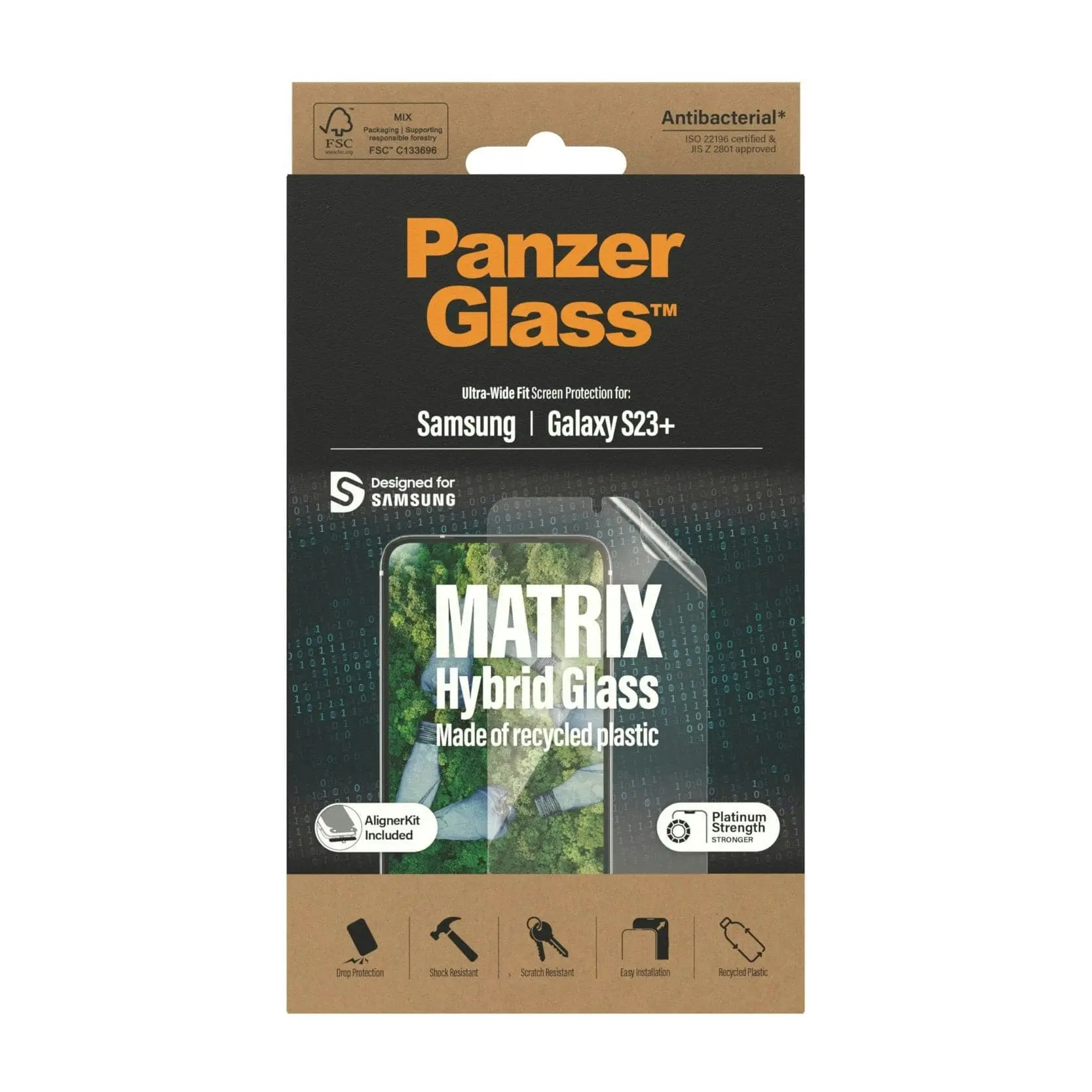 PanzerGlass Matrix Hybrid Glass with Aligner Screen Protector for Samsung GS23+