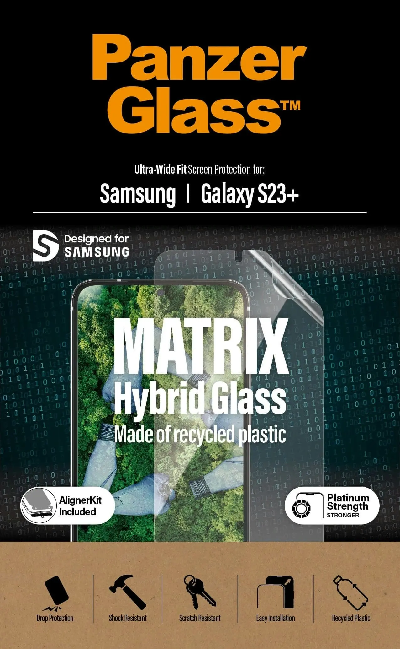 PanzerGlass Matrix Hybrid Glass with Aligner Screen Protector for Samsung GS23+