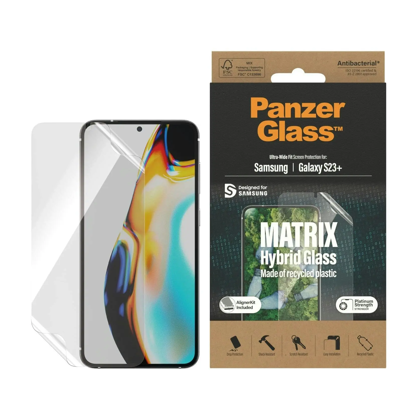 PanzerGlass Matrix Hybrid Glass with Aligner Screen Protector for Samsung GS23+