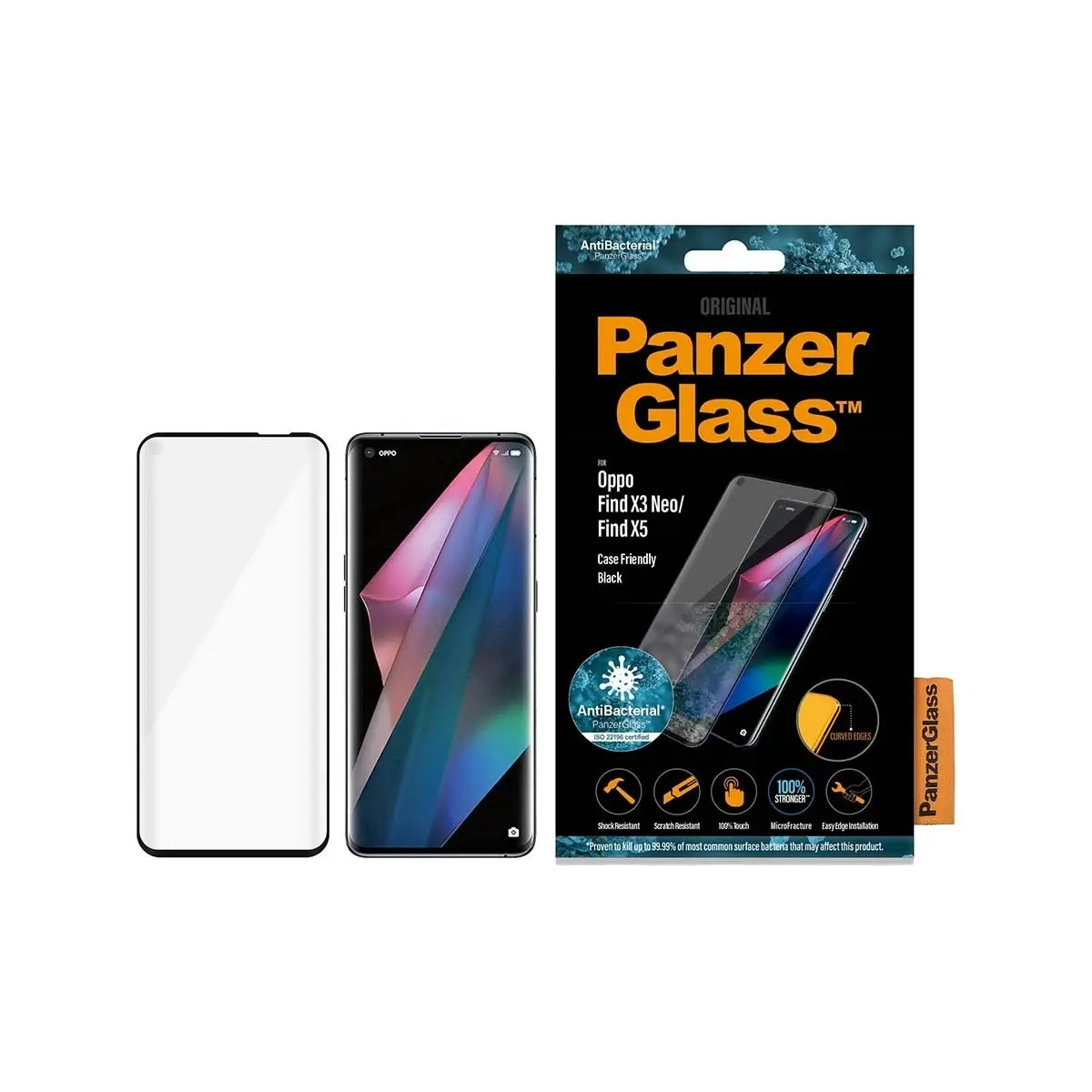 PanzerGlass Edge to Edge Screen Protector for Oppo Find X5/X3 Neo - Black