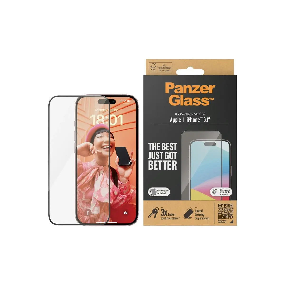 PanzerGlass UltraWide Fit Screen Protector for iPhone 15