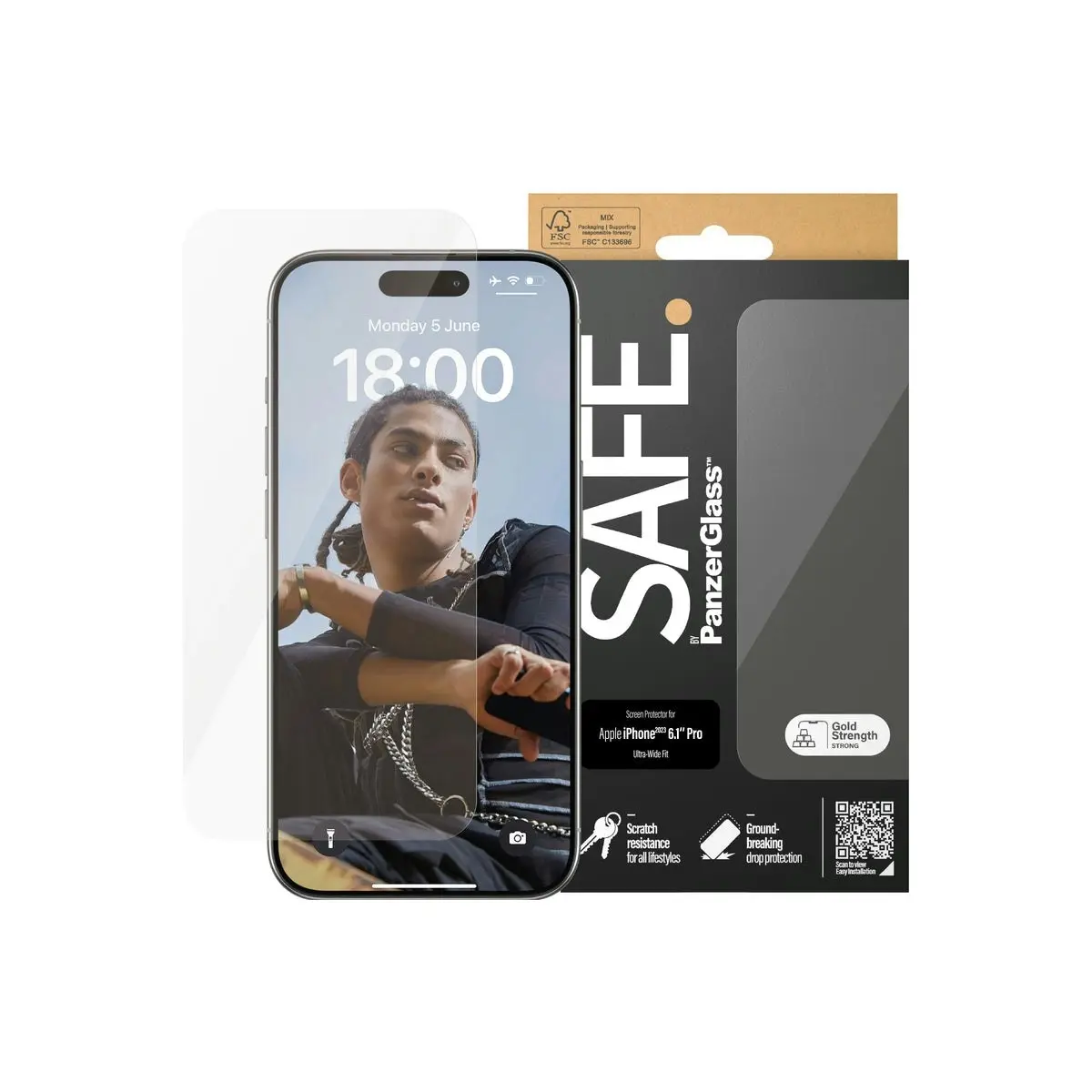 SAFE by Panzer UltraWide Fit Screen Protector for iPhone 15 Pro