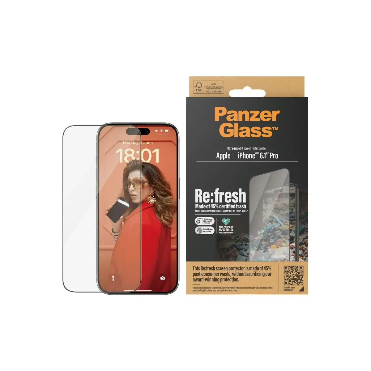 PanzerGlass Refresh UtraWide Fit Screen Protector for iPhone 15 Pro