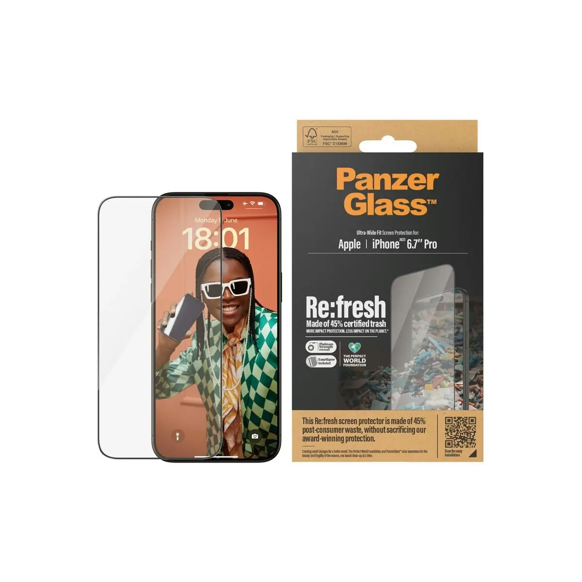 PanzerGlass Refresh UtraWide Fit Screen Protector for iPhone 15 Pro Max