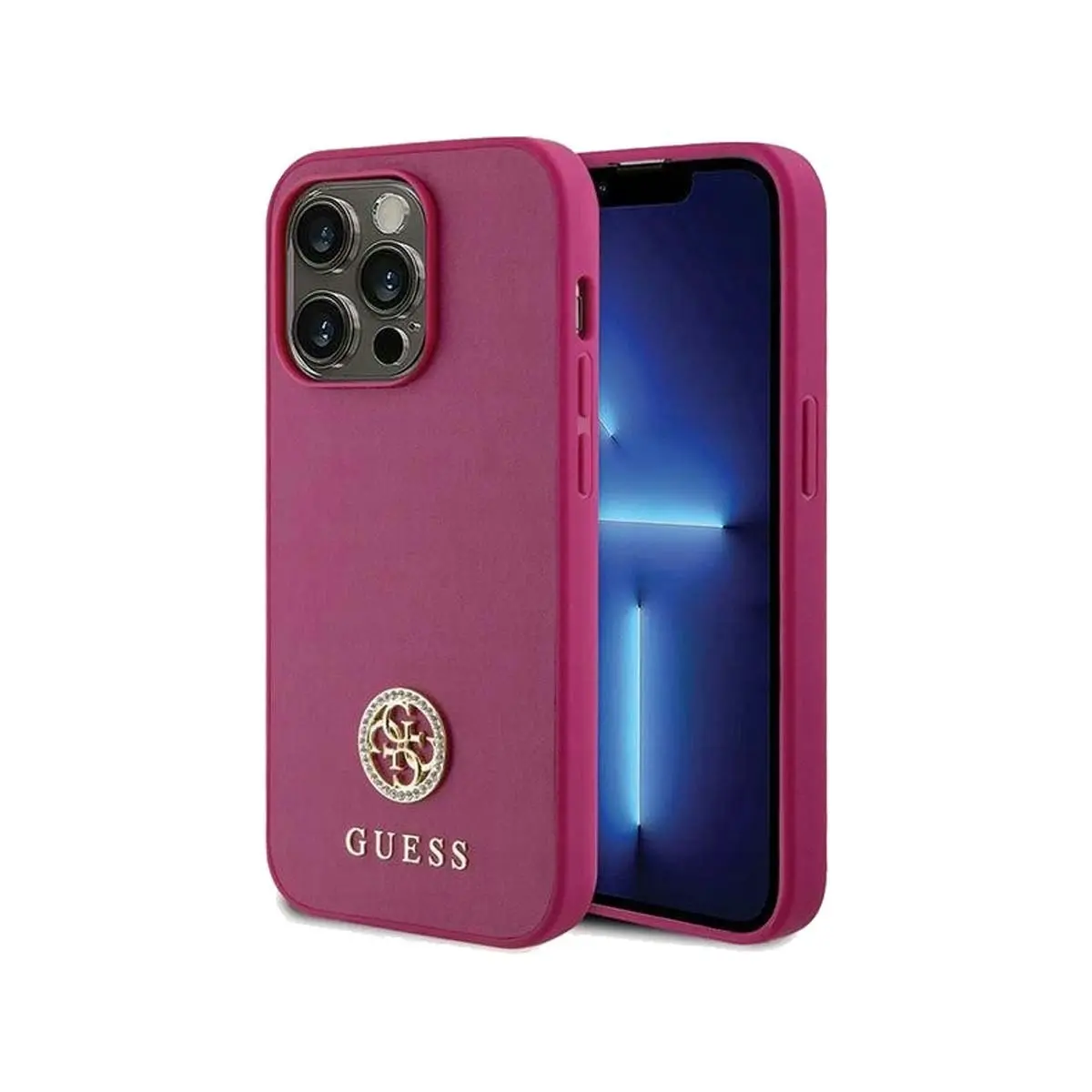 Guess 4G Diamond Smooth Leather Phone Case for iPhone 15 Pro