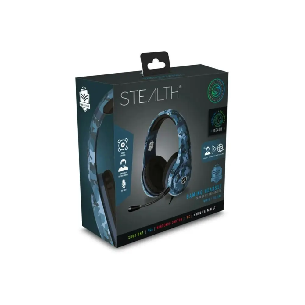 Stealth Challenger Gaming Headset with Stand in Midnight Blue for Xbox One, PS4, Nintendo Switch and PC