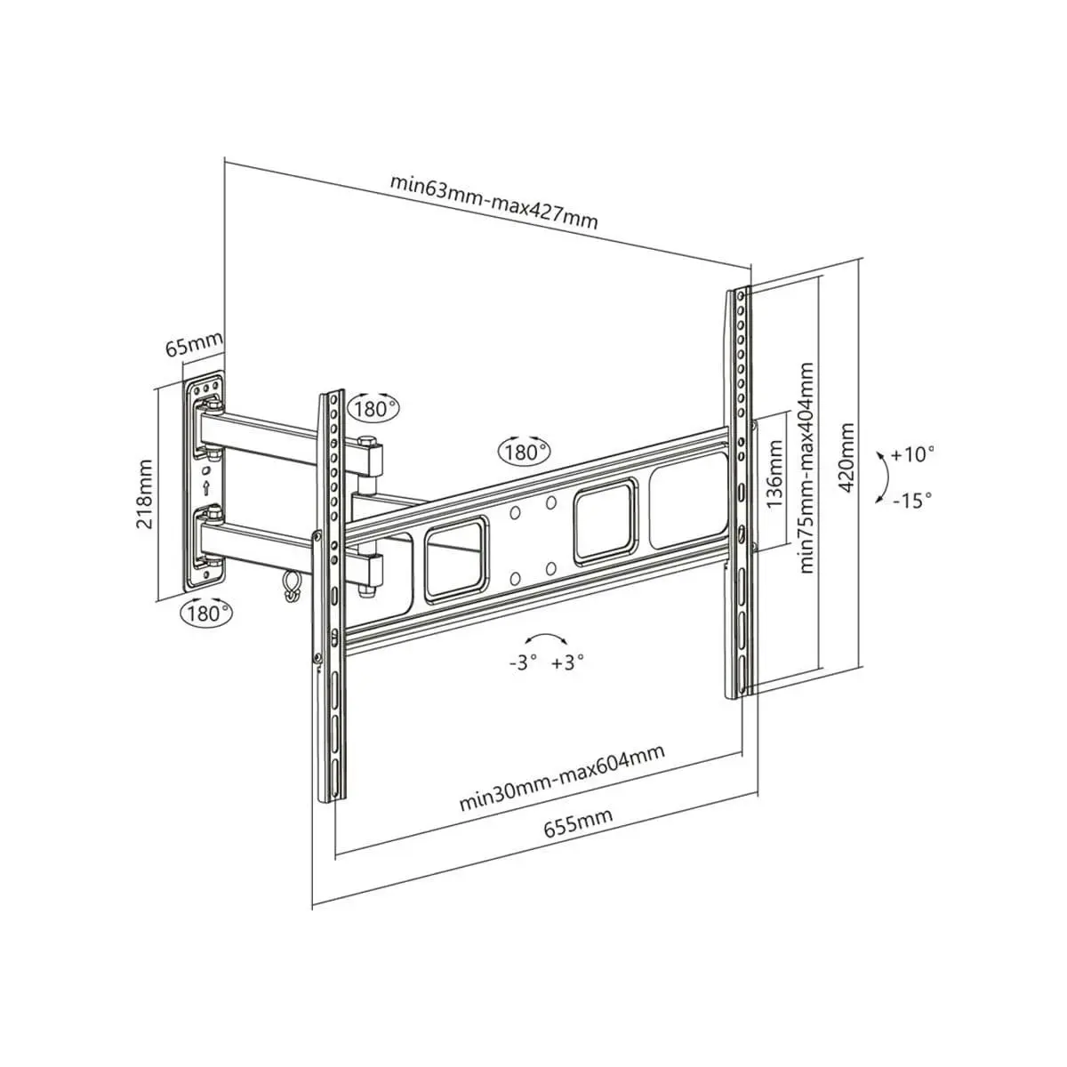 Goobay TV Wall Mount Basic FULLMOTION Large for TVs 37 to 70 inch