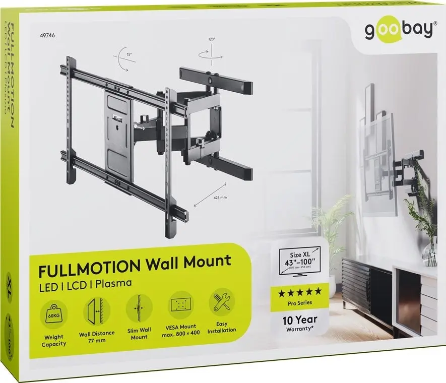 Goobay TV Wall Mount FULLMOTION Pro for X-Large TVs (43-100")