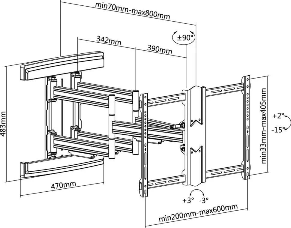 Goobay TV Wall Mount Fullmotion Pro Large Wide Range for TVs (37-70")