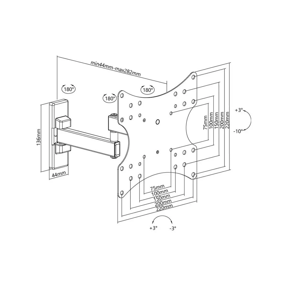 Goobay TV Wall Mount Basic FULLMOTION (S) Fully Movable Double Arm Joint for TVs 23 to 42 inch