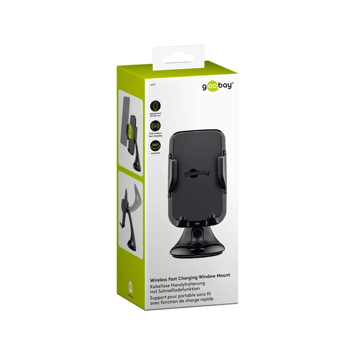 Goobay Wireless Fast Charging Window Mount - Black