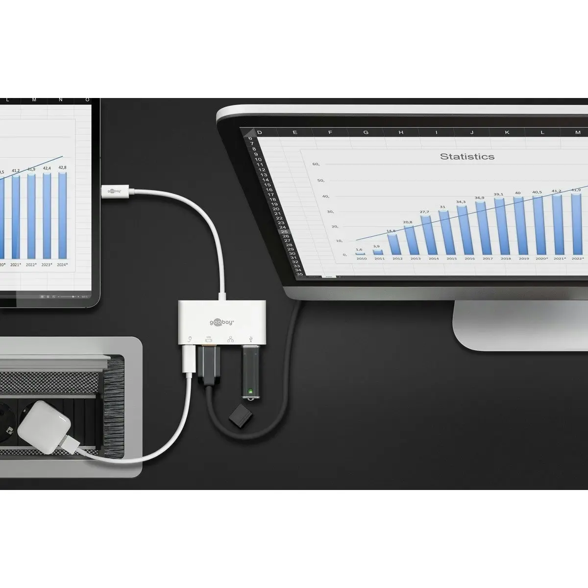 Goobay USB-C Multiport Adapt (HDMI + Ethernet PD) 3A 60W