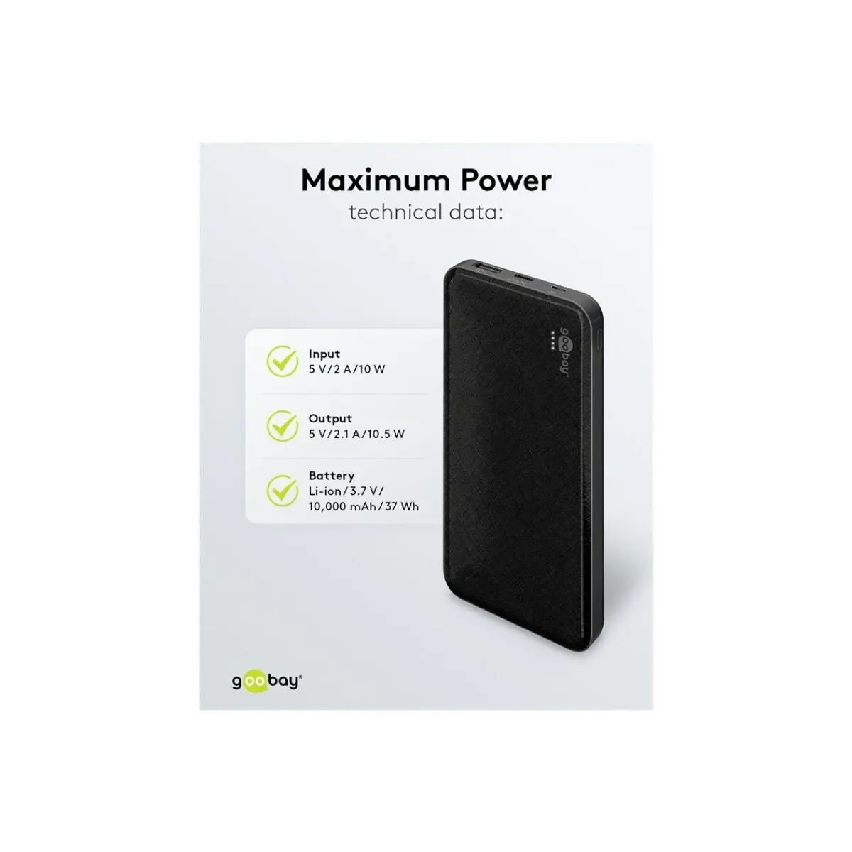 Goobay Power Bank Slimline 10,000 mAh