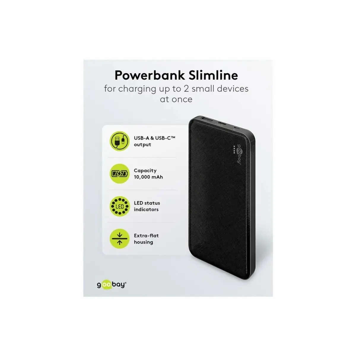 Goobay Power Bank Slimline 10,000 mAh