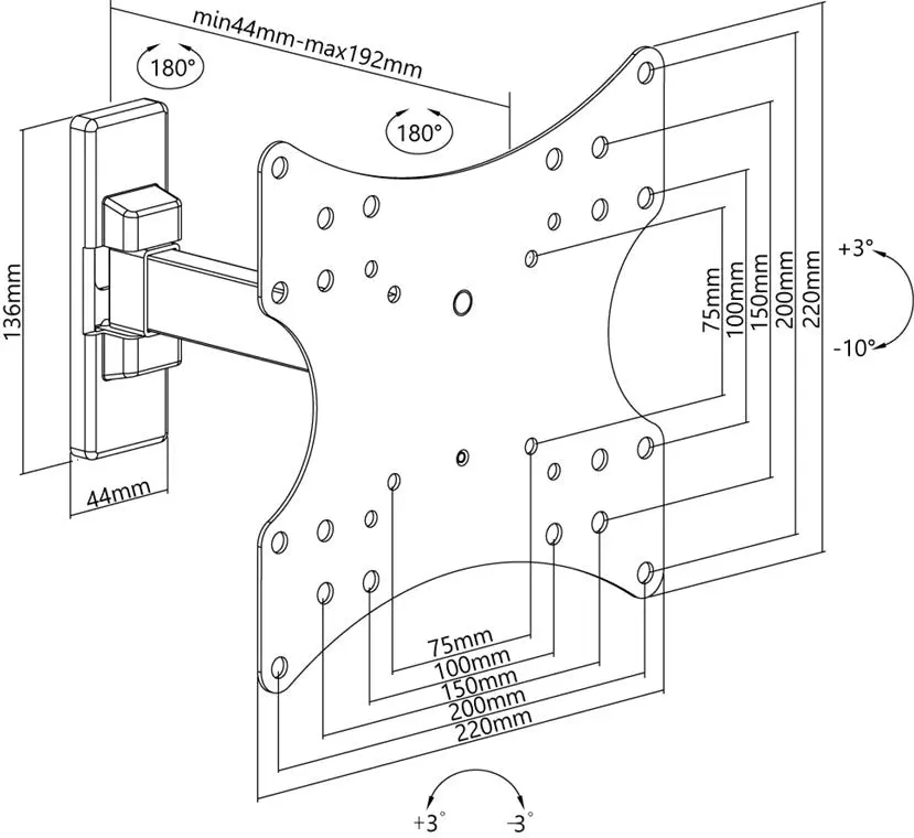 Goobay - TV Wall Mount with Basic Fullmotion- Fully Moveable, Swivel, Adjustable Single-Arm (23-42")