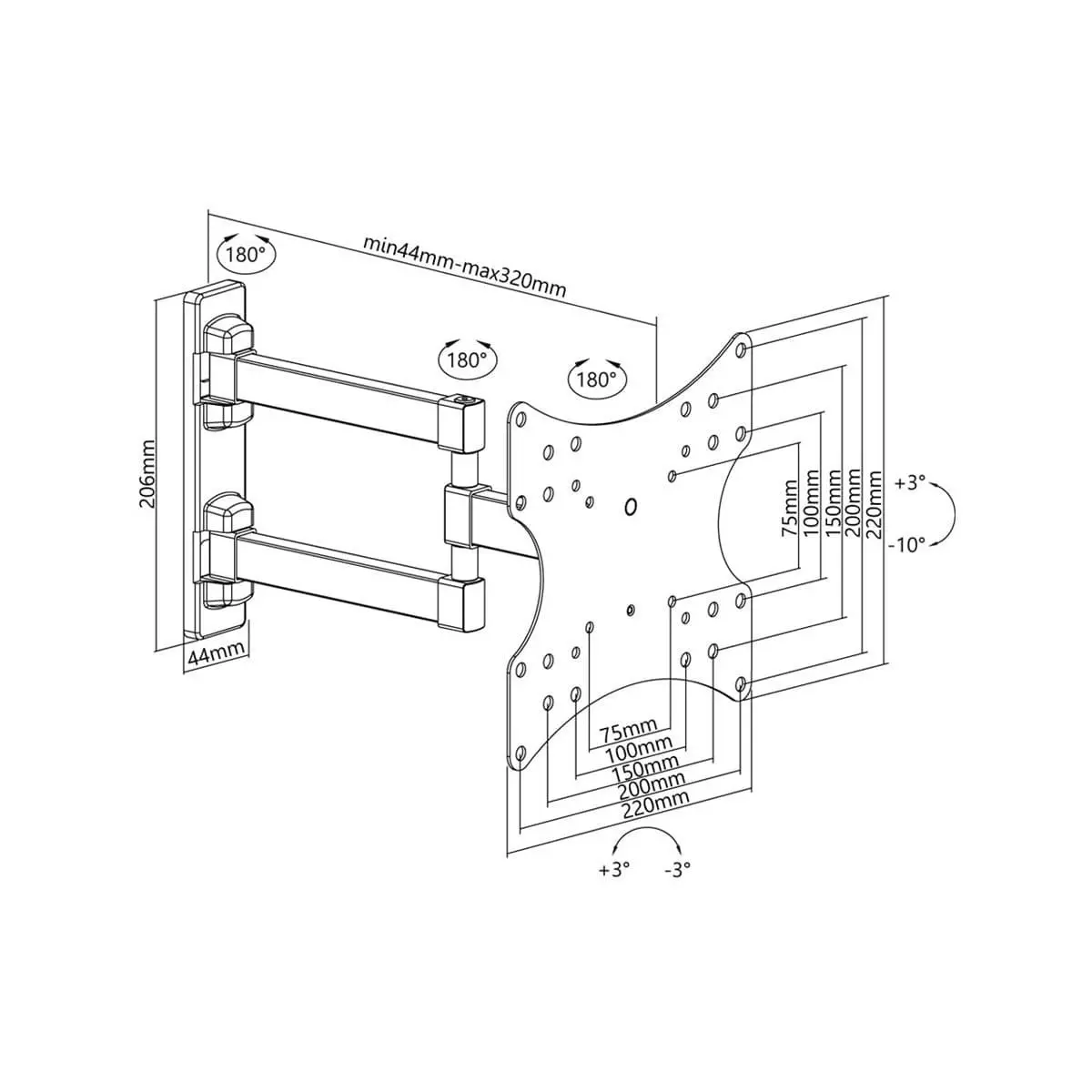 Goobay TV and Monitor Wall Mount Fullmotion S3 Double Arm Advanced for TVs (23 - 42")