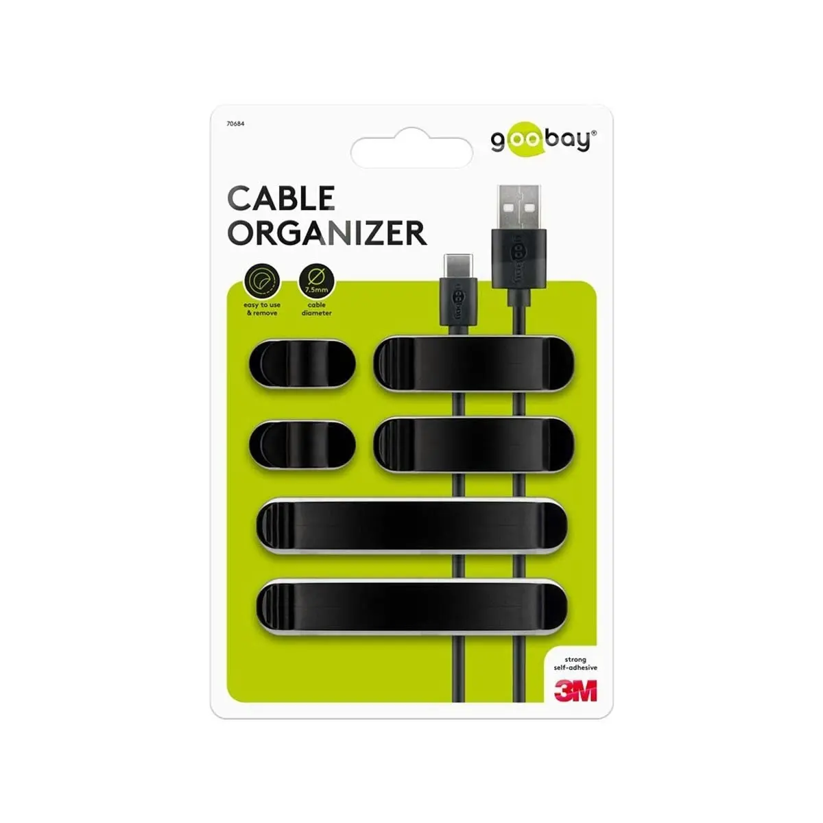 Goobay Cable Management Clip SET 6-pcs - black