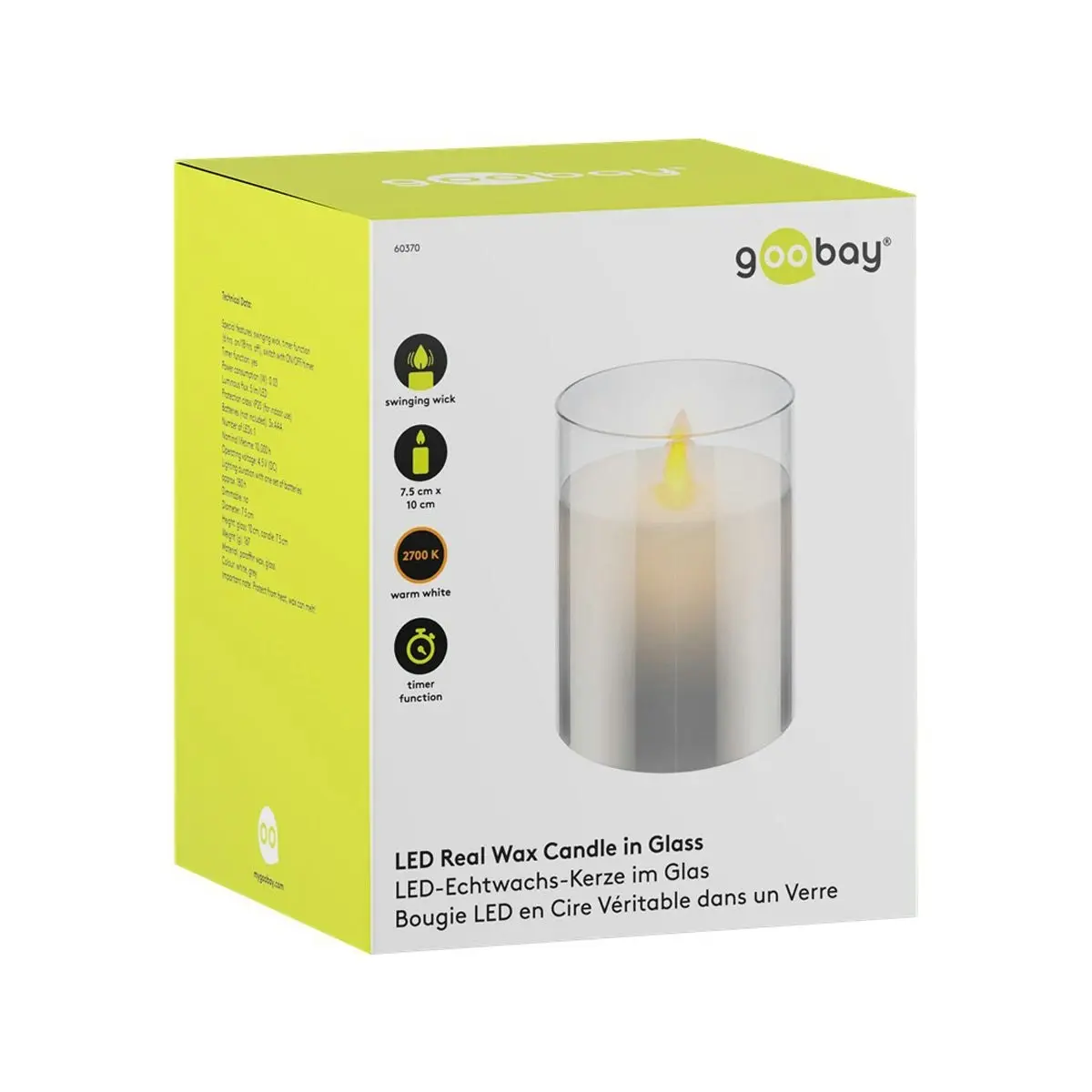 Goobay LED Wax Candle in Glass - 7.5 x 10 cm