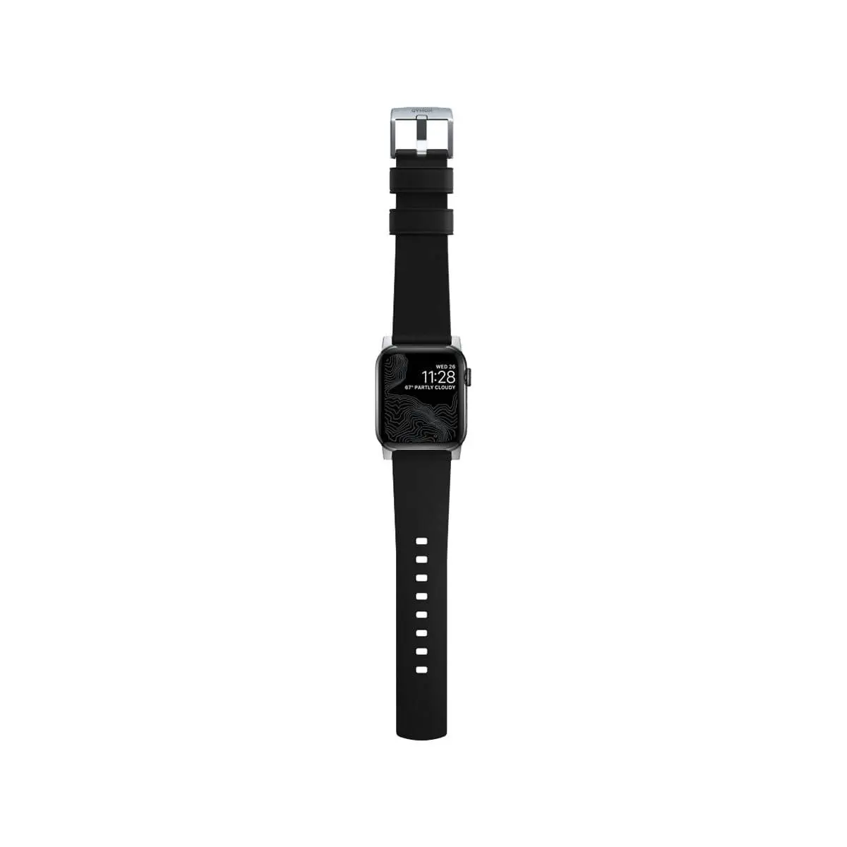 Nomad Active Band Pro 40mm / 41mm - Silver Hard with Black Leather Strap