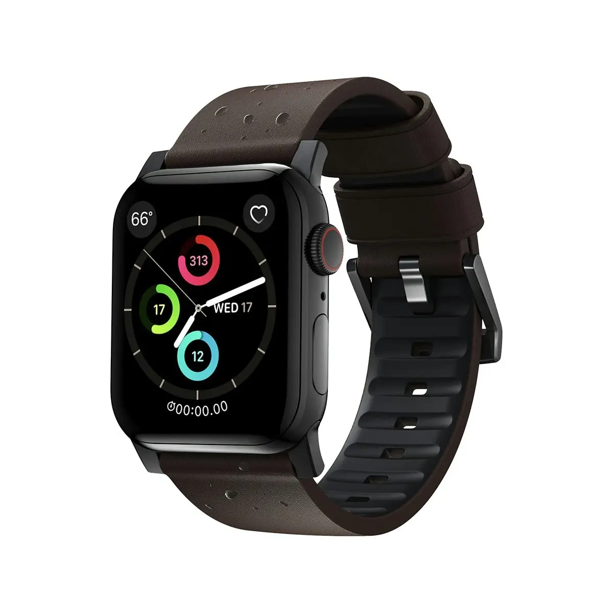 Nomad Apple Watch 40mm / 41mm Active Band Pro - Black Hardware with Brown Leather Strap