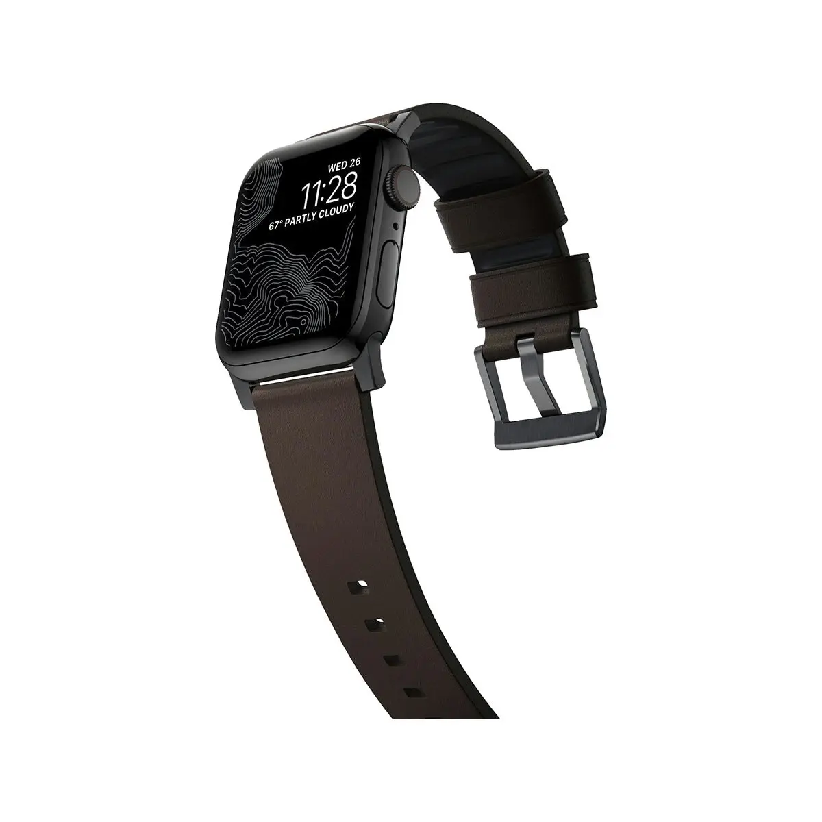 Nomad Apple Watch 40mm / 41mm Active Band Pro - Black Hardware with Brown Leather Strap