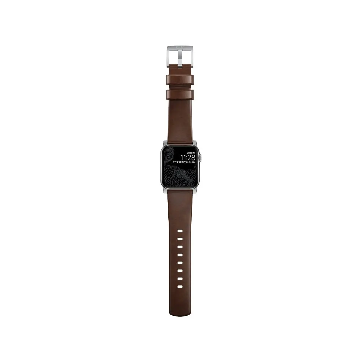 Nomad Modern Band for Apple Watch 40mm / 41mm - Silver Hardware with Rustic Brown Horween Leather