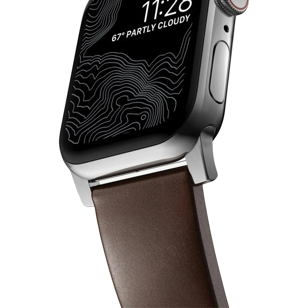 Nomad Modern Band for Apple Watch 40mm / 41mm - Silver Hardware with Rustic Brown Horween Leather